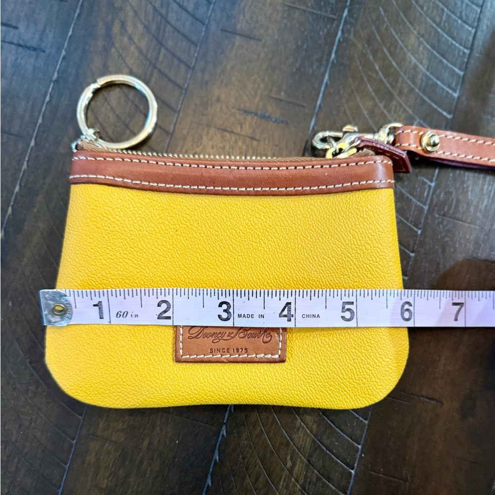 Dooney & Bourke Yellow and Brown Leather Keychain Pouch - Picture 4 of 6